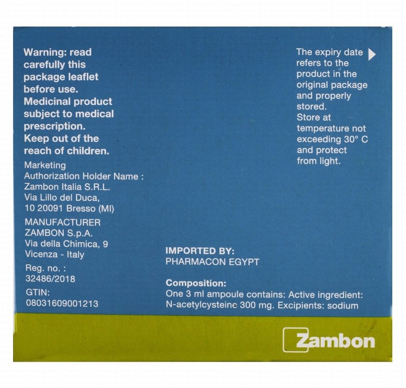 Fluimucil 300mg/3ml Solution for Intravenous Injection Ampoules