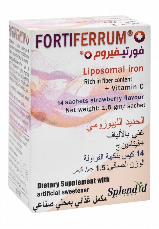 Fortiferrum Liposomal Iron Supplement Sachets Strawberry Flavor with Vitamin C
