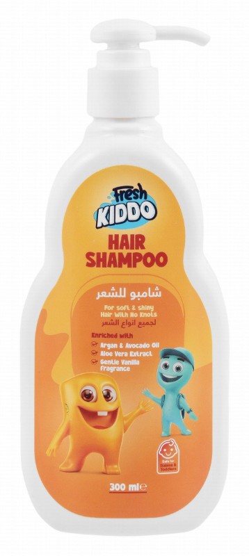 Fresh Kiddo Softening & Shining Baby Shampoo Vanilla Scent with Aloe Vera Extract, Argan & Avocado Oils for All Hair Types - parabens free, sulfate free, alcohol free