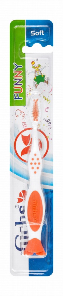 Fuchs Funny Orange & White Soft Toothbrush
