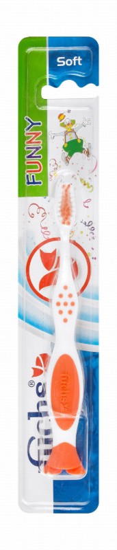 Fuchs Funny Orange & White Soft Toothbrush