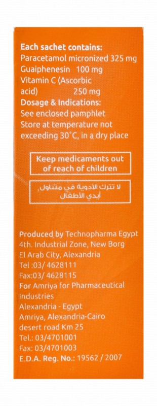 G.C. Mol 325mg Paracetamol, 250mg Vitamin C & 100mg Guaiphenesin Effervescent Granules