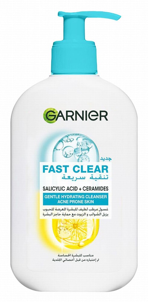 Garnier Fast Clear Hydrating Facial Cleanser with Salicylic Acid & Ceramides for Acne Prone Skin