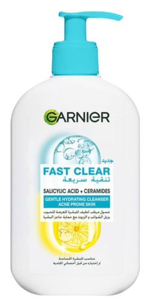 Garnier Fast Clear Hydrating Facial Cleanser with Salicylic Acid & Ceramides for Acne Prone Skin