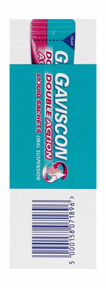 Gaviscon Double Action Liquid Sachets Mint Flavor with Sodium Alginate, Sodium Bicarbonate & Calcium Carbonate for Heartburn & Indigestion Relief