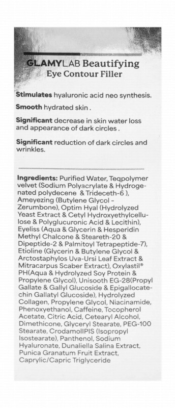 Glamy Lab Beautifying, Firming & Brightening Eye Contour Filler Gel for Dark Circles, Eye Bags & Wrinkles