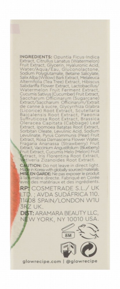 Glow Recipe Mini Watermelon Glow Hydrating & Pore Refining Face Toner with PHA, BHA & Hyaluronic Acid - cruelty free, alcohol free