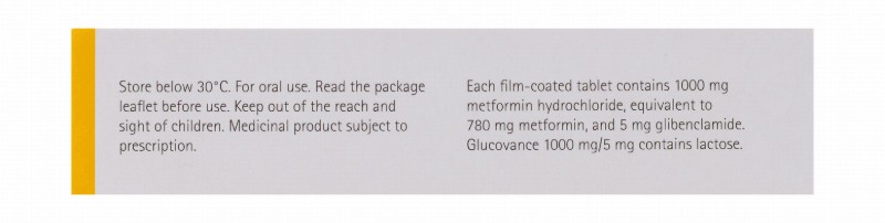 Glucovance 1000mg Metformin Hydrochloride & 5mg Glibenclamide