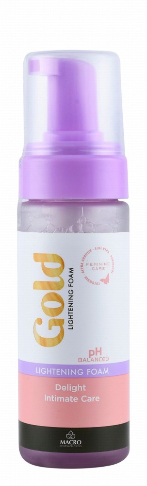 Gold Hypoallergenic Lightening Intimate Foam with Alpha Arbutin, Cucumber & Aloe Vera Extract - soap free
