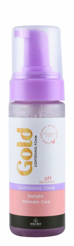 Gold Hypoallergenic Lightening Intimate Foam with Alpha Arbutin, Cucumber & Aloe Vera Extract - soap free