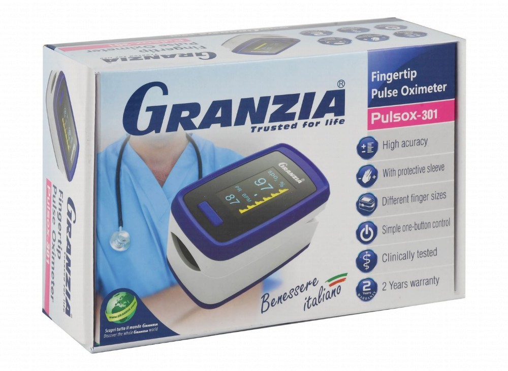 Granzia Fingertip Pulse Oximeter - White & Purple, Pulsox-301