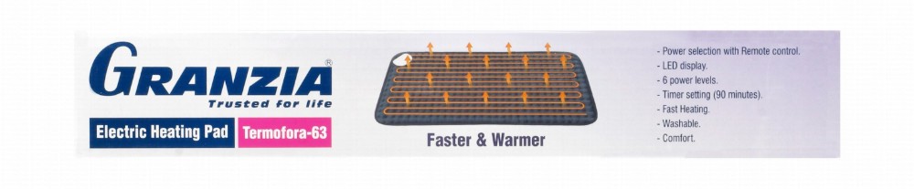 Granzia Termofora-63 Washable Electric Heating Pad with LED Display & Remote Control - Gray & Blue