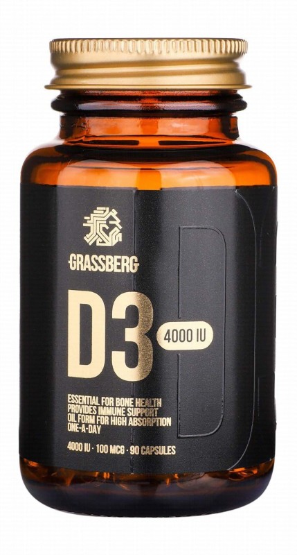 Grassberg 4000 IU Vitamin D3 Bone & Immune System Support Supplement