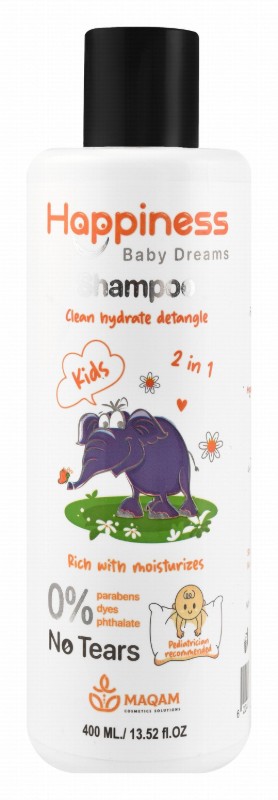 Happiness 2in1 Detangling & Hydrating Shampoo for Babies & Kids - parabens free, phthalates free, dyes free