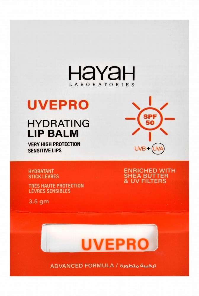 Hayah Uvepro Hydrating Lip Balm with Shea Butter & UV Filters for Sensitive Lips SPF50