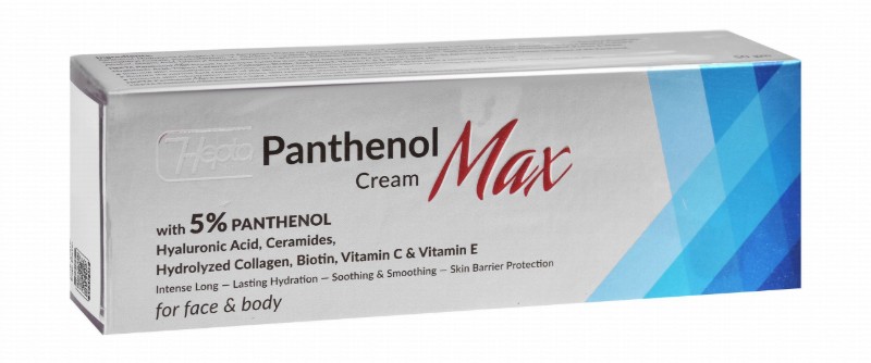Hepta Max Non-Greasy 5% Panthenol Hydrating, Soothing & Smoothing Face & Body Cream with Hyaluronic Acid, Ceramides & Biotin