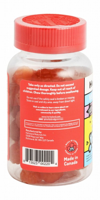 Herbaland 132mg Flaxseed Oil Omega-3 Good Health Support Gummy Supplements Orange Flavor - vegan, GMO free, sugar free