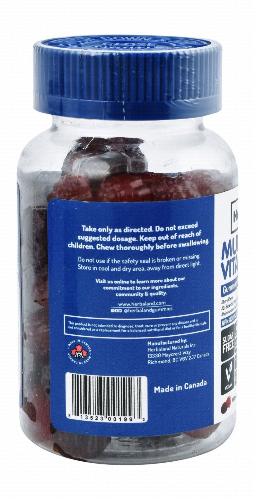 Herbaland Multivitamins Gummy Supplements Berry Flavor for Adults - vegan, GMO free, sugar free