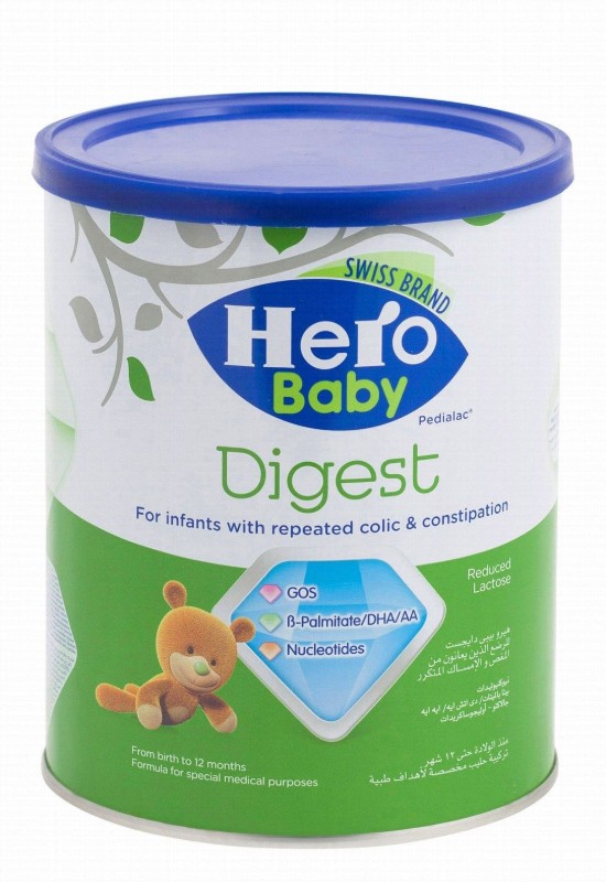 Hero Baby Digest Reduced Lactose Milk Formula with GOS, DHA & Nucleotides for Constipated Infants (0-12 Months)