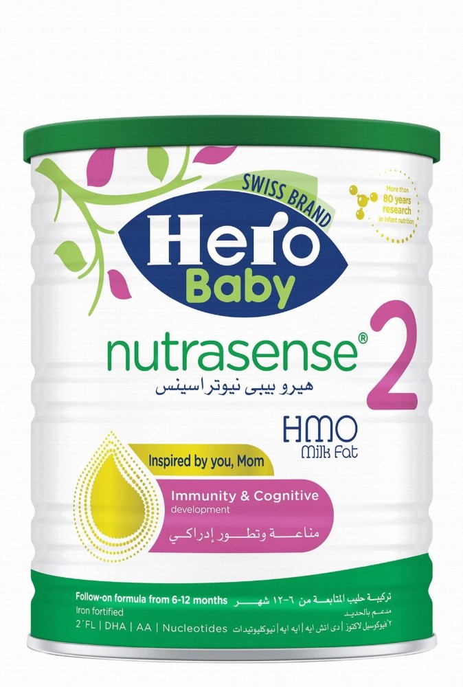 Hero Baby Nutrasense Follow On Milk Formula Stage 2 with Iron Fortified, DHA & Nucleotides for Immunity & Cognitive Development (6-12 Months)
