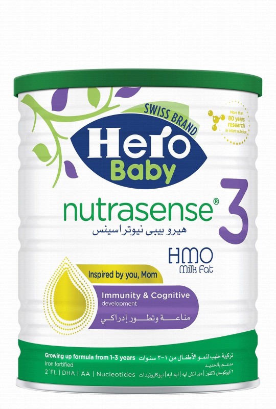 Hero Baby Nutrasense Growing Up Milk Formula with Iron Fortified, DHA & Nucleotides for Immunity & Cognitive Development Stage 3 (1-3 Years)
