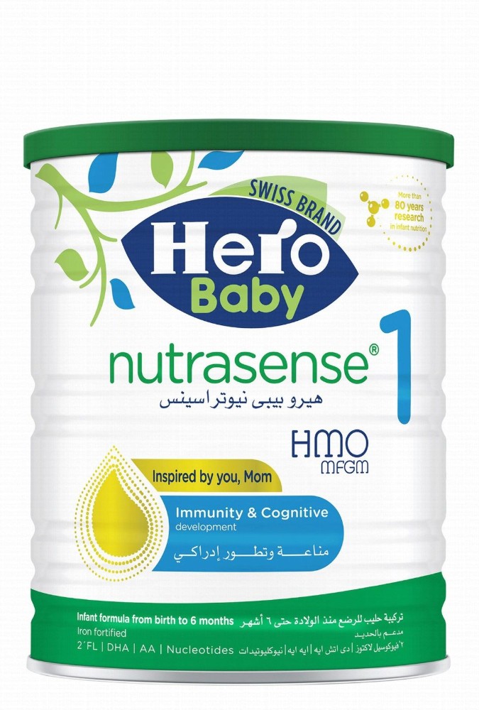 Hero Baby Nutrasense Infant Milk Formula Stage 1 with Iron Fortified, 2FL, DHA, AA & Nucleotides for Immunity & Cognitive Development (0-6 Months)