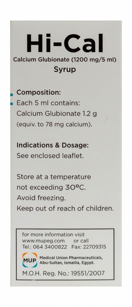 Hi-Cal 1200mg/5ml Calcium Glubionate Syrup
