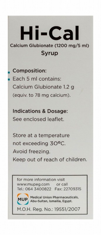 Hi-Cal 1200mg/5ml Calcium Glubionate Syrup