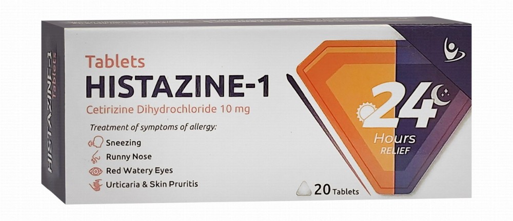 Histazine-1 10mg Cetirizine Dihydrochloride Antihistamine