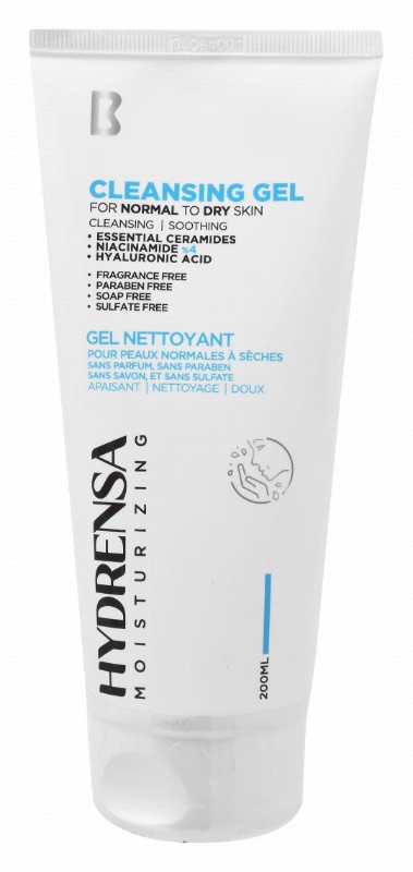 Hydrensa 4% Niacinamide Soothing Face Cleansing Gel with Hyaluronic Acid & Essential Ceramides for Normal to Dry Skin - parabens free, soap free, fragrance free