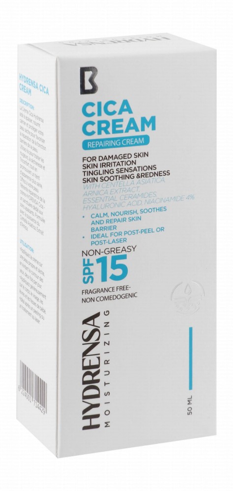 Hydrensa Non-Greasy Repairing, Soothing & Nourishing Face, Body & Lips Cream with Ceramide, Centella Asiatica & Arnica Extracts SPF15 - fragrance free, non comedogenic