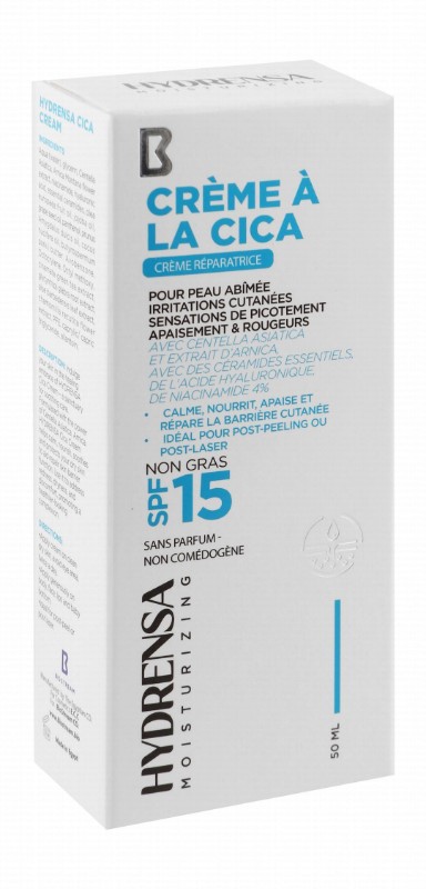 Hydrensa Non-Greasy Repairing, Soothing & Nourishing Face, Body & Lips Cream with Ceramide, Centella Asiatica & Arnica Extracts SPF15 - fragrance free, non comedogenic