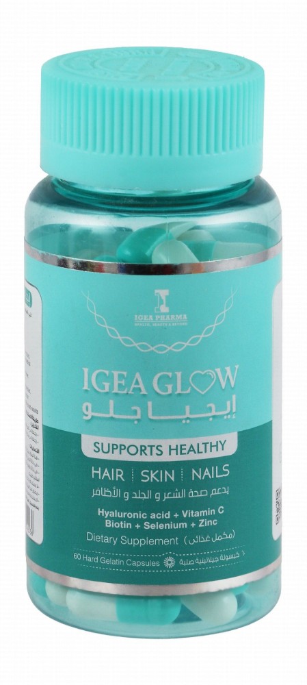 Igea Pharma Glow Healthy Hair, Skin & Nails Support Supplement with Hyaluronic Acid, Vitamin C & Biotin