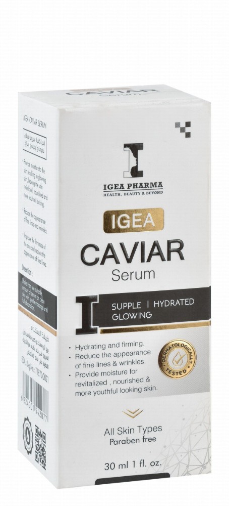 Igea Pharma Hydrating, Glowing & Firming Face Serum with Caviar Extract for All Skin Types - parabens free