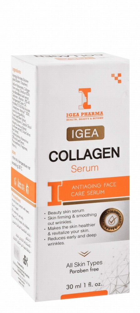 Igea Pharma Smoothing, Firming & Anti-Aging Face Serum with Collagen for All Skin Types - parabens free, silicone free