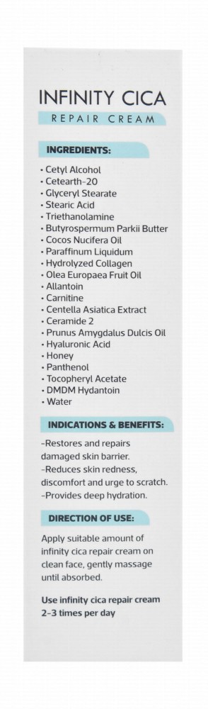 Infinity Cica Soothing, Repairing & Restoring Face Cream with Centella Asiatica, Ceramides & Hyaluronic Acid for Sensitive & Irritated Skin