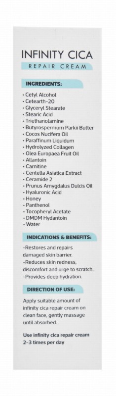 Infinity Cica Soothing, Repairing & Restoring Face Cream with Centella Asiatica, Ceramides & Hyaluronic Acid for Sensitive & Irritated Skin