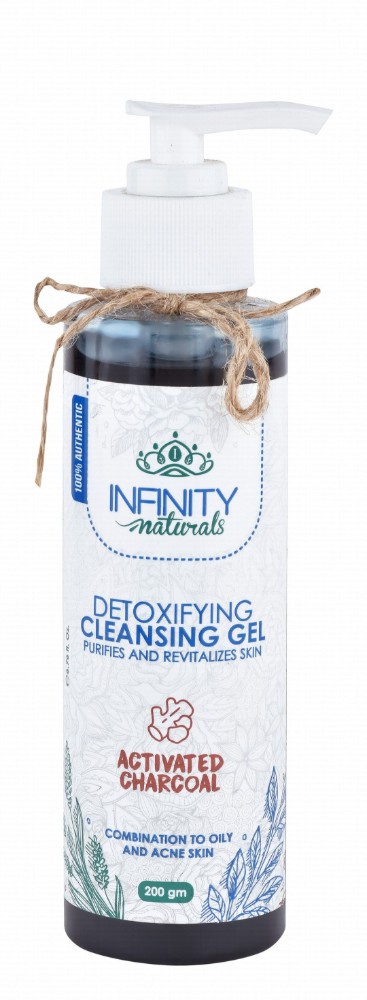 Infinity Naturals Detoxifying, Cleansing & Revitalizing Facial Gel with Activated Charcoal for Combination to Oily & Acne Skin - mineral oil free,