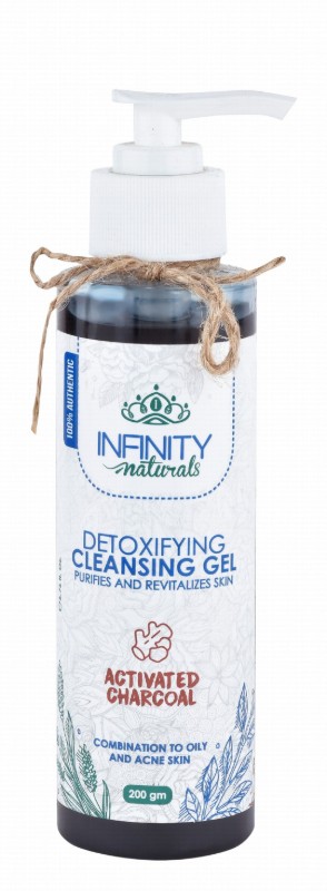 Infinity Naturals Detoxifying, Cleansing & Revitalizing Facial Gel with Activated Charcoal for Combination to Oily & Acne Skin - mineral oil free,