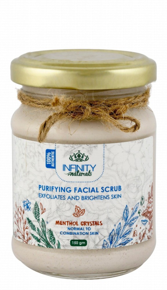 Infinity Naturals Purifying Facial Scrub with Menthol Crystals for Normal to Combination Skin - fragrance free, mineral oil free, silicon free