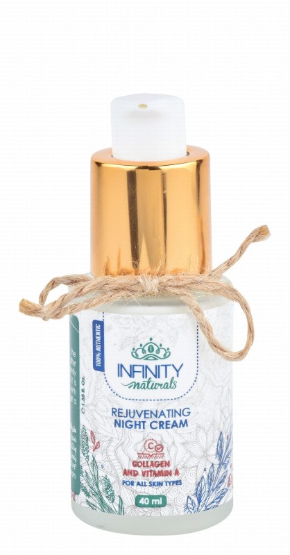Infinity Naturals Rejuvenating Face Night Cream with Collagen & Vitamin A for All Skin Types - fragrance free, mineral oil free, silicon free