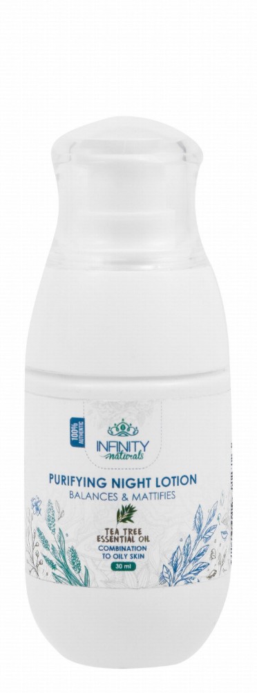 Infinity Purifying & Mattifying Facial Night Lotion with Tea Tree Essential Oil for Combination to Oily Skin - silicone free, parabens free, fragrance free