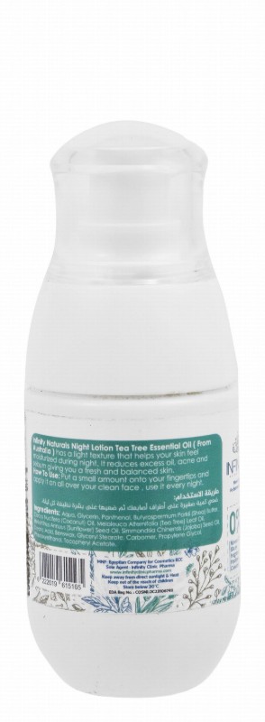 Infinity Purifying & Mattifying Facial Night Lotion with Tea Tree Essential Oil for Combination to Oily Skin - silicone free, parabens free, fragrance free