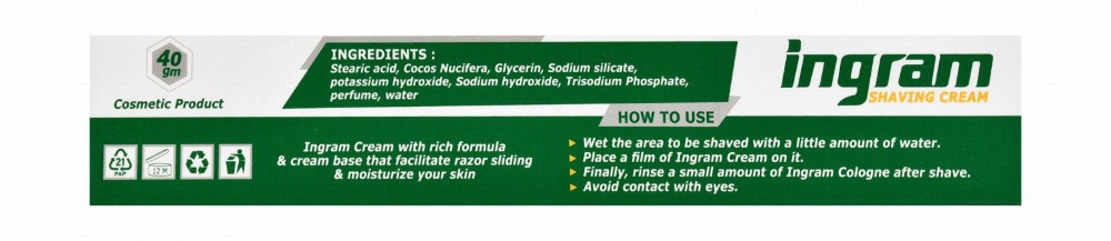 Ingram Extra Cool Lather Shaving Cream with Glycerin & Coconut Oil for Normal Skin - alcohol free, parabens free, sulfate free
