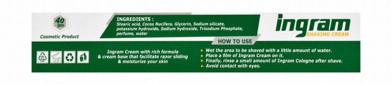 Ingram Extra Cool Lather Shaving Cream with Glycerin & Coconut Oil for Normal Skin - alcohol free, parabens free, sulfate free