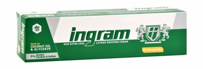 Ingram Extra Cool Lather Shaving Cream with Glycerin & Coconut Oil for Normal Skin - alcohol free, parabens free, sulfate free