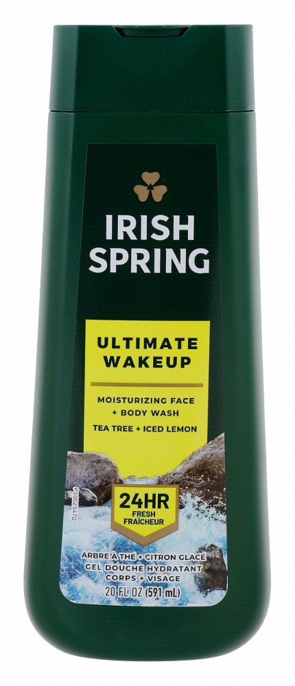 Irish Spring 24H Ultimate Wakeup Moisturizing Face & Body Wash with Tea Tree Oil & Iced Lemon Extract