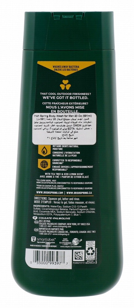 Irish Spring 24H Ultimate Wakeup Moisturizing Face & Body Wash with Tea Tree Oil & Iced Lemon Extract