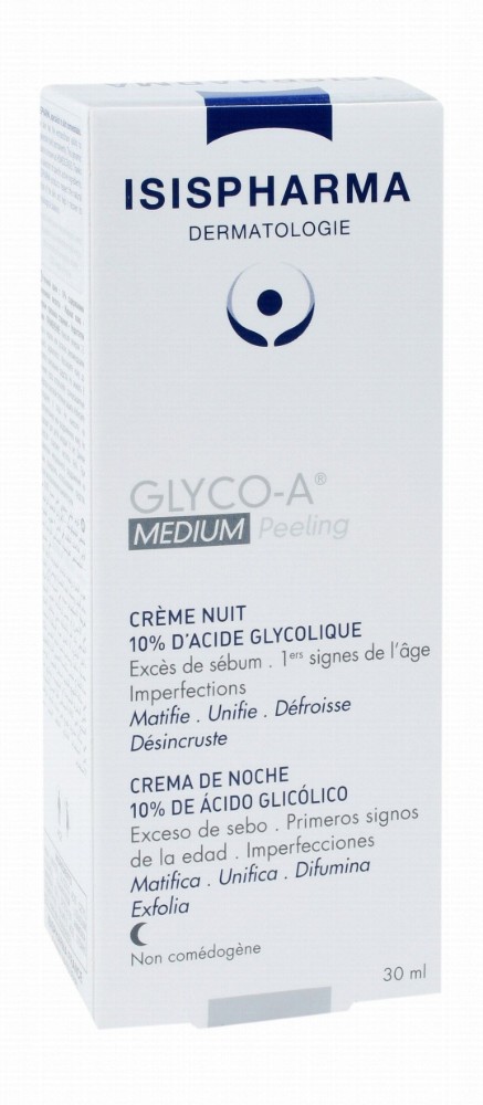 Isispharma Glyco-A 10% Superficial Facial Night Peel Cream with Glycolic Acid - non comedogenic