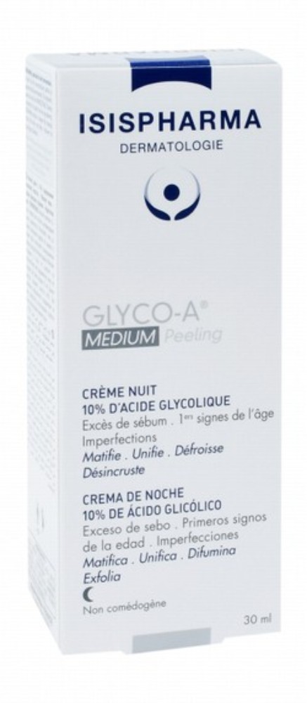 Isispharma Glyco-A 10% Superficial Facial Night Peel Cream with Glycolic Acid - non comedogenic
